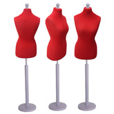 Professional tailor’s dummy red body with silverwood base